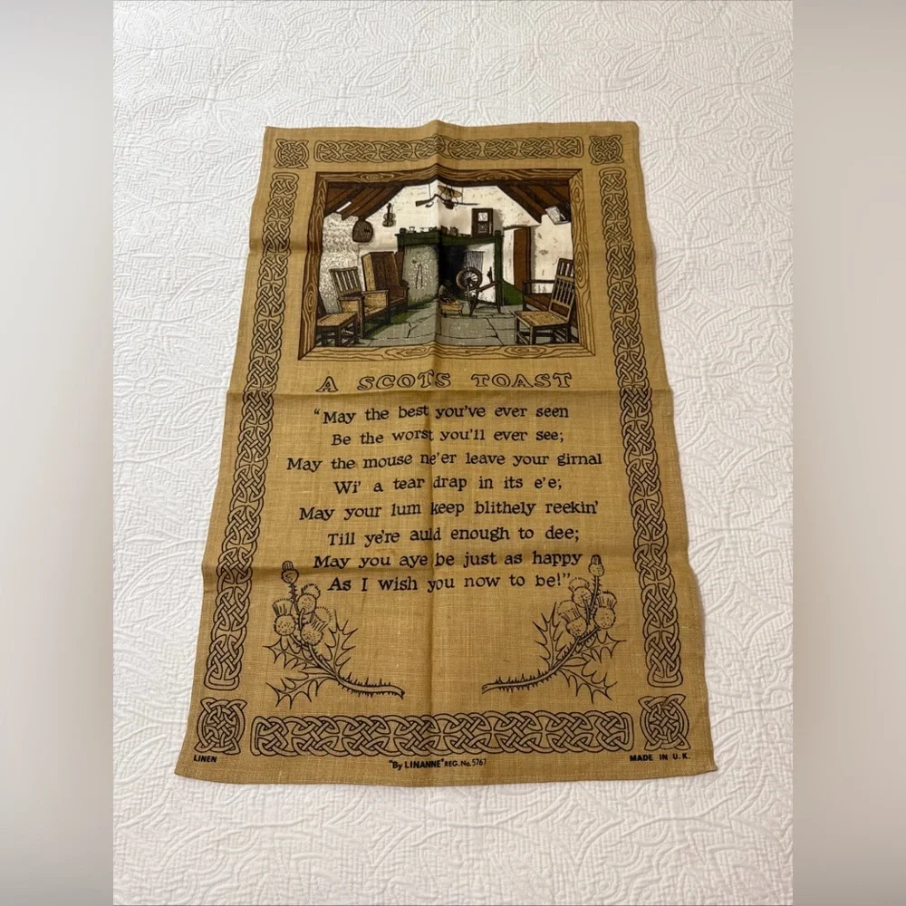 VTG (4) GLEN APPIN, Etc, Linen Cotton Tea Towel SCOTLAND Recipe Whisky Assorted‎